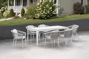 Set Tavolo Rettangolo e 6 Sedie da Giardino in Alluminio Venus Dining 180 Bianco