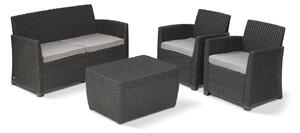 Set da Giardino Divano 2 Poltrone e Tavolino Keter Mia Lounge Grafite
