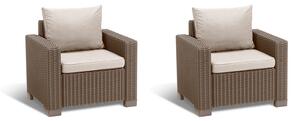 Set 2 Poltrone da Giardino 83x68x71,5h cm Keter California Cappuccino