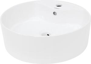 LuxeBath Lavabo Lavabo da appoggio, rotondo, Ø 46x15,5 cm, bianco, Vetroceramica
