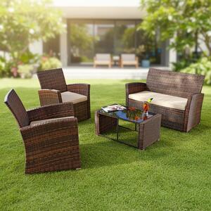 Set di divani in rattan da 4 pezzi mobili da giardino divano in polyrattan mobili lounge M01