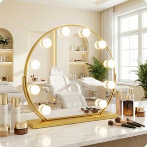 Specchio da trucco dorato 60 cm con 10 LED colore della luce