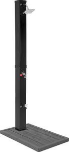 ML-Design doccia solare 40L 217cm quadrato nero con piastra di base grigio scuro, doccia solare da giardino con doccia a pedale e soffione a pioggia acqua calda fino a 60°C
