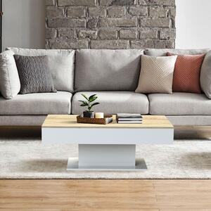 Tavolino ML-Design con 2 vani portaoggetti, 110x60x40 cm, look rovere/bianco