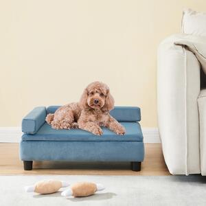 Divano per cani 'Salkonssad' con vano portaoggetti 60 x 45 x 24 cm in velluto blu