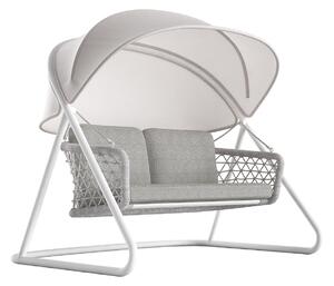 Dondolo da Giardino 2 Posti 185x137x154 cm con Tettuccio Parasole Regolabile Muses Grigio