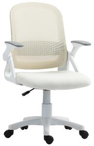 HOMCOM Sedia da ufficio Sedia girevole ergonomica con braccioli ribaltabili, bianca