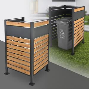 ML-Design recinzione per 1 cestino, look legno antracite, in acciaio, 91x91x150 cm, antiruggine, solida