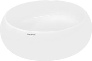 LuxeBath lavabo Lavabo da appoggio rotondo, Ø 35x12 cm, bianco, Vetroceramica