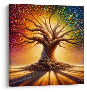 Quadro su tela – Albero della vita splendente con arcobaleno