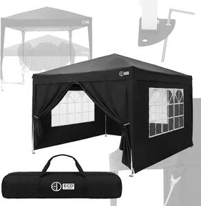 Padiglione ECD Germany, 3x3 metri, nero, impermeabile, stabile, resistente alle intemperie invernali. Padiglione pieghevole pop-up, padiglione da giardino, tenda da giardino pieghevole, tenda per feste all'aperto