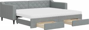 VidaXL Divano letto estraibile con cassetti Grigio chiaro 90x200 cm Tessuto