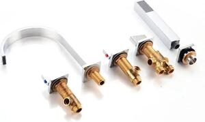 Set di rubinetteria per vasca da bagno - Miscelatore a 5 fori con montaggio a vista - Bocca a cascata - 3 maniglie - Acqua calda e fredda - Doccetta con tubo flessibile da 1,5 m - Carica in ottone - Cromo