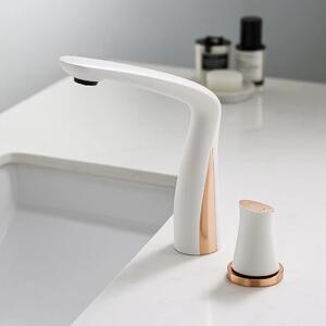 Miscelatore monocomando per lavabo – Adatto per acqua calda e fredda – Montaggio monoblocco – Montaggio a incasso – Corpo in acciaio inossidabile – Colore: bianco
