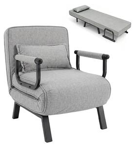Divano letto KOMFOTTEU, poltrona reclinabile 3 in 1 con funzione letto e cuscino, divano letto con schienale e braccioli regolabili, adatto come letto per ospiti fino a 180 kg, con struttura in metallo, ideale per soggiorno e camera da letto