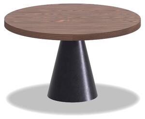 Artù Black - Tavolo da pranzo rotondo ⌀ 120 cm in legno laminato con base a cono in metallo, top legno scuro