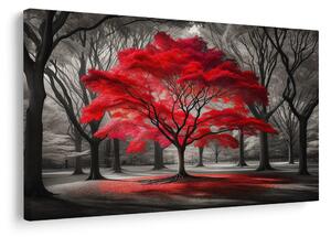 Quadro su tela – Albero della vita rosso nel bosco