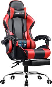 GTPLAYER Sedia da ufficio Sedia da gioco Poltrona da gioco massaggiante Sedia da gioco ergonomica con poggiapiedi, poggiatesta cuscino lombare massaggiante, sedia da gioco imbottita, sedia girevole