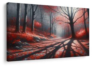 Quadro su tela – Sentiero nel bosco rosso