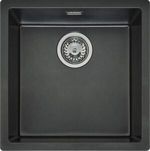 Lavello Reginox, lavello quadrato in granito Texel 40 Black Silvery 40x40 cm R34040