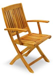Sedia Phieghevole con Braccioli da Giardino 54x56x90 cm in Legno Tanai Naturale