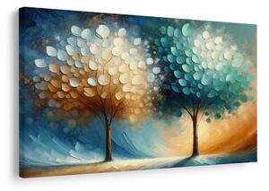 Quadro su tela – Due alberi della vita colorati
