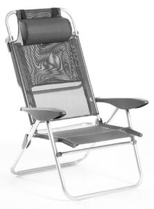 Sedia Sdraio con Braccioli Pieghevole 66x59x77 cm in Alluminio Malibù S Grigio Scuro