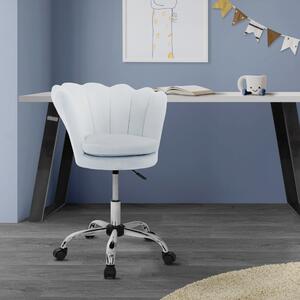 ML-Design sedia da ufficio in velluto azzurro, sedia da trucco con schienale a conchiglia, sedia girevole con rotelle, sedia da scrivania regolabile in altezza sgabello girevole