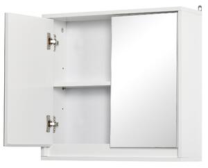 Armadietto Bagno a 2 Ante con Specchiera e Ripiano Regolabile 48x14,5x45 cm in MDF Bianco
