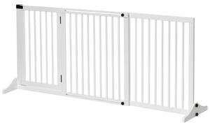 Cancellino per Cani Taglia Regolabile a 3 Pannelli 113-166x36x71 cm in Legno di Pino Bianco