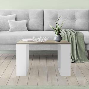 Tavolino ML-Design 65x65x40 cm, look rovere/bianco, tavolino quadrato ideale per soggiorno e ufficio