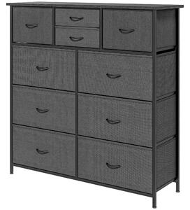 Cassettiera 10 Cassetti Moderna in Tessuto non Tessuto 100x30x100 cm In Acciaio e MDF Nera