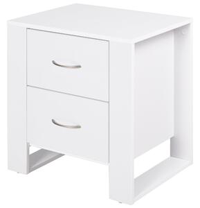Comodino Moderno con 2 Cassetti per Camera da Letto 48x39x54 cm in Legno Bianco
