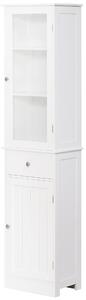 Mobile Colonna Bagno Salvaspazio con Armadietto Cassetto e Ripiani 40x27x171,5 cm in MDF Bianco