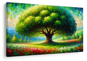 Quadro su tela – Albero della vita colorato sul prato
