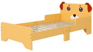 Lettino per Bambini 3-6 Anni con Sponde Laterali Anticaduta 143x74x66 cm in MDF Giallo