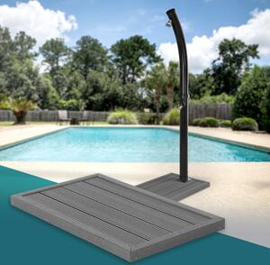 ML-Design Elemento a pavimento in WPC per doccia solare, scaletta o piscina, grigio scuro, 101 x 63 x 5,5 cm, base antiscivolo, incluso materiale di installazione