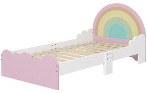 Lettino per Bambini 3-6 Anni con Sponde Laterali Anticaduta 143x74x66 cm in MDF Bianco e Rosa