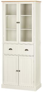 Mobile Dispensa a 5 Livelli con Cassetto Centrale 76x40x182,5 cm in MDF e Truciolato Bianco Crema