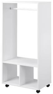 Mobile Appendiabiti con Barra in Alluminio e 2 Ripiani Aperti 60x40x128 cm in Truciolato Bianco