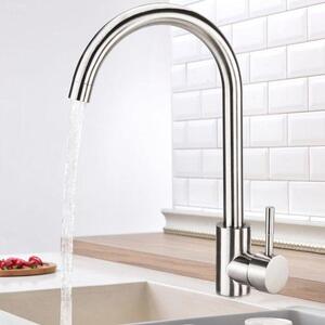 Rubinetto da cucina a 360°, in acciaio inossidabile, con regolazione dell'acqua calda e fredda, a forma di C in acciaio inossidabile 304