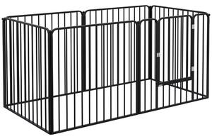 Recinto per Cani a 6 Pannelli Modulabili da Interno ed Esterno 164x83x80 cm in Acciaio Nero