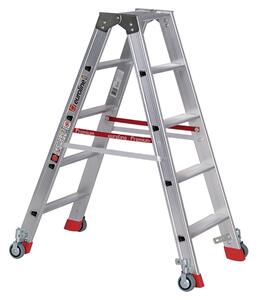 Euroline Premium 30573 Scala a pioli con rotelle a molla e fermi, 2x5 pioli