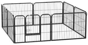 Recinto per Cani a 8 Pezzi Modulabili per Interno ed Esterno 80x60 cm in Acciaio Nero