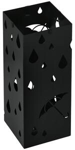 Portaombrelli con 4 Ganci e Vaschetta Raccogligocce 15,5x15,5x41 cm in Metallo Nero