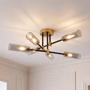 Plafoniera soffitto Tessa Lamkur, dimmerabile, Alluminio / Grigio / Zincato, Soggiorno / Sala da pranzo, Vetro, Plafoniera