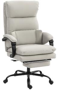 Vinsetto Sedia Da Ufficio Reclinabile Con Poggiapiedi Retrattile E Schienale Alto In Tessuto Grigio 92852184