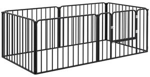 Recinto per Cani a 6 Pannelli Modulabili da Interno ed Esterno 164x83x60 cm in Acciaio Nero