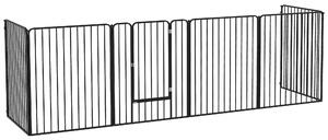 Recinto per Cani Grandi a 6 Pannelli Modulabili 164x83x100 cm in Acciaio Nero
