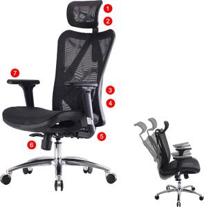 Sedia da ufficio HWC-J87, sedia da scrivania, bracciolo ergonomico regolabile, portata 150 kg ~ rivestimento nero, struttura nera